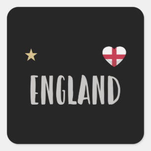 Adesivo Quadrado Camisa de Fã de Futebol da Inglaterra Bandeira Ing