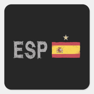 Adesivo Quadrado Camisa de Futebol Fã de Espanha Bandeira Espanhola