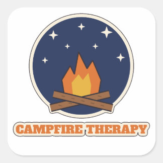 Adesivo Quadrado Camisa de Linocutoterapia de Acampamento Campfire