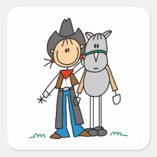 Adesivo Quadrado Camisas e Presentes da Cowgirl Com Cavalo
