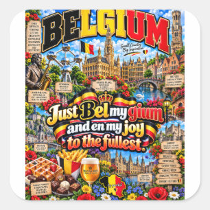 Adesivo Quadrado Camiseta da Bélgica