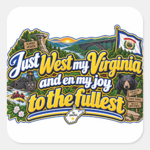 Adesivo Quadrado Camiseta da Virgínia Ocidental