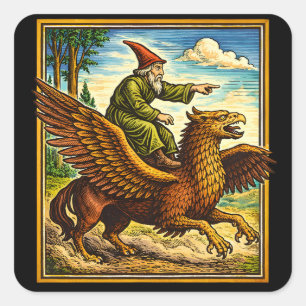 Adesivo Quadrado Camiseta de Fantasia Retro Medieval com Cavaleiro