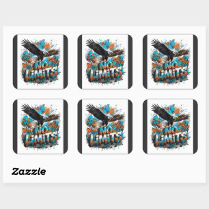 Adesivo Quadrado Camiseta Gráfica No Limits Eagle Motivacional Wi
