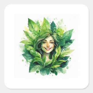Adesivo Quadrado Camiseta Mãe de Planta em Flor - Desenho Engraçado