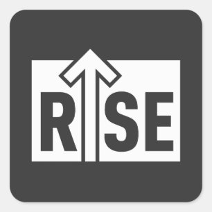 Adesivo Quadrado Camiseta Preta Limpa Tipográfica de Elevação Rise