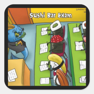 Adesivo Quadrado Camisetas Canecas Cartões Presentes Sushi Bar Exam