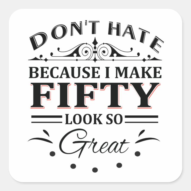 Adesivo Quadrado camisetas de 50 anos (Frente)