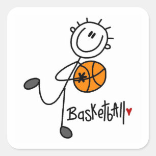 Adesivo Quadrado Camisetas e Presentes Básicos de Basquete com Bone