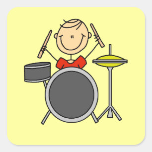 Adesivo Quadrado Camisetas e Presentes de Bateria Masculina com Fig