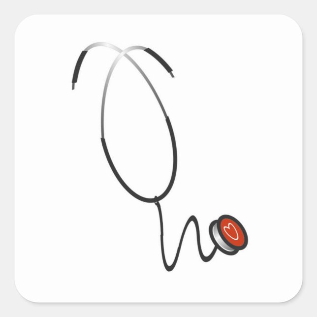 Adesivo Quadrado Camisetas e presentes do estetoscópio (Frente)