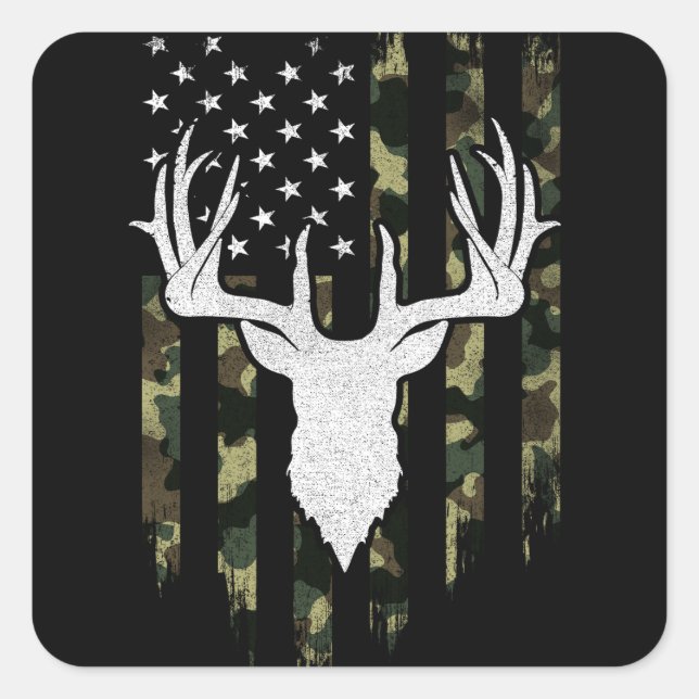 Adesivo Quadrado Camoflage Camoflage da Camoflage Deer Elk Buck (Frente)