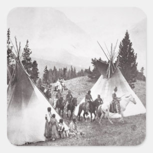 Adesivo Quadrado Camp Nativo Americano, Montana, c.1900 (b/m)