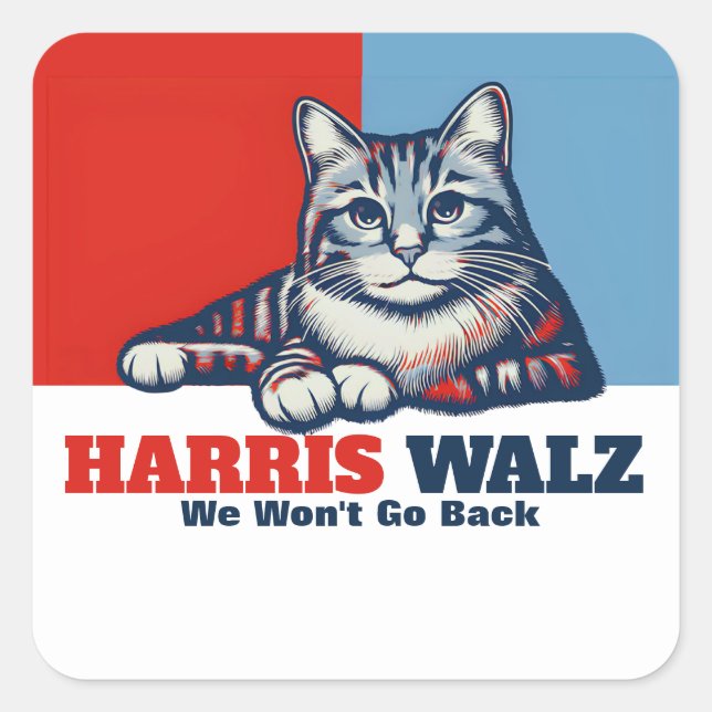 Adesivo Quadrado Campanha Harris Walz (Frente)