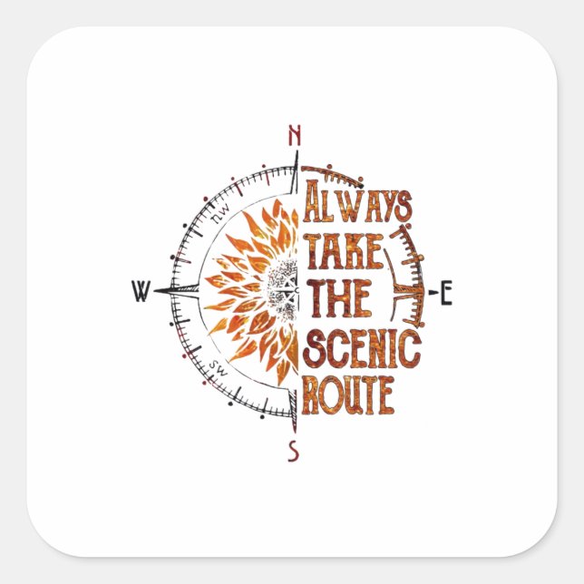 Adesivo Quadrado Camper Gift | Always Take The Scenic Route Xmas (Frente)