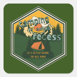 Adesivo Quadrado Camping é Adulto Recess, Vamos Go Play
