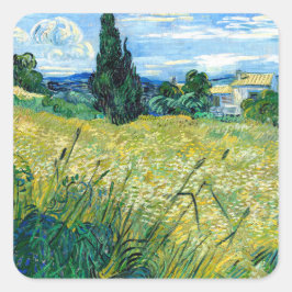 Adesivo Quadrado Campo de trigo verde com Cypress (1889) Van Gogh a