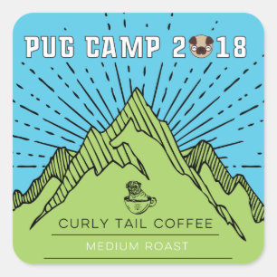 Adesivo Quadrado Campo Pug 2018 Coffee Tail Coffee Medium Roast