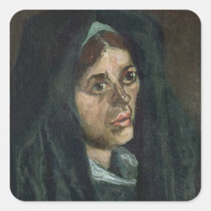 Adesivo Quadrado Camponês de Vincent van Gogh com o xaile do