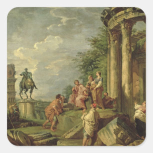 Adesivo Quadrado Camponeses entre as ruínas romanas, 1743 (óleo na 