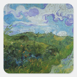 Adesivo Quadrado Campos de trigo verde por Vincent van Gogh