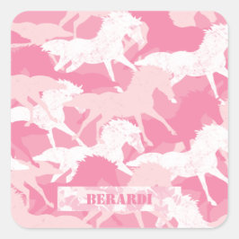 Adesivo Quadrado Camuflagem de Cavalo Rosa Personalizada