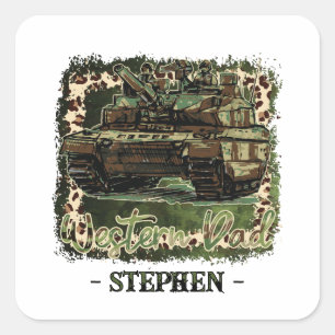 Adesivo Quadrado Camuflagem do Tanque Militar do Pai Ocidental