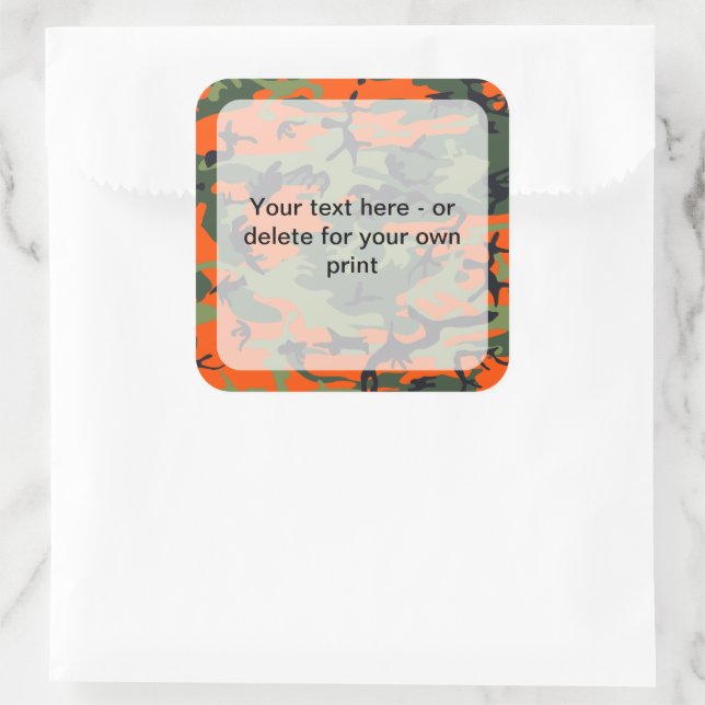 Adesivo Quadrado Camuflagem Laranja e Verde, Militar, Exército (Bolsa)