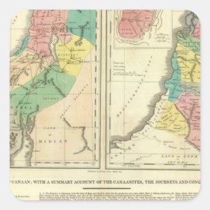 Adesivo Quadrado Canaan - Mapa do Atlas de Israel