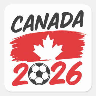 Adesivo Quadrado Canadá 2026 Design de Fã de Futebol com Folha de B