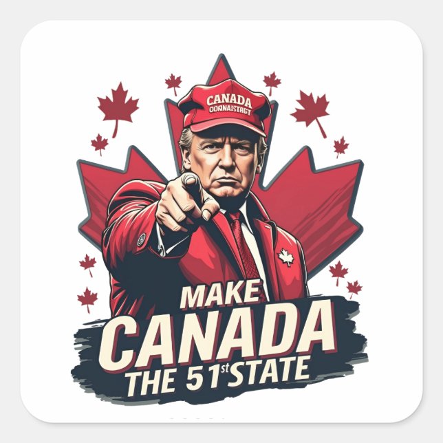 Adesivo Quadrado Canadá, a 51 ruas State Trump Canadense (Frente)