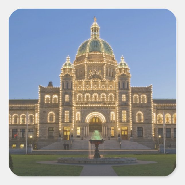 Adesivo Quadrado Canadá, BC, Victoria, Edifício do Legislativo da B (Frente)