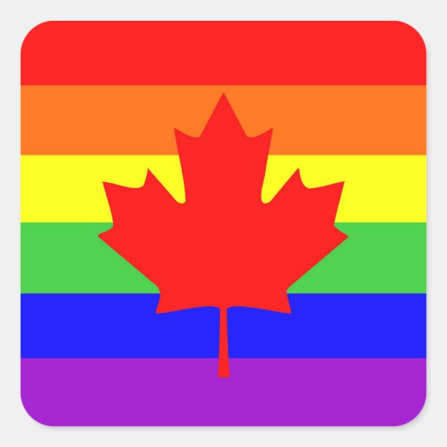 Adesivo Quadrado canada country gay orgulhosa bandeira arco-íris (Frente)