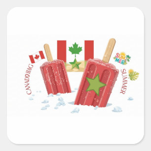 Adesivo Quadrado Canada e Marrocos Picolé Quadrado de Verão
