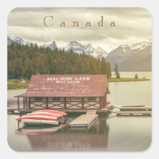 Adesivo Quadrado Canada Maligne Lake Boat House