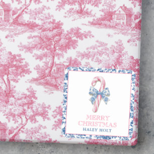 Adesivo Quadrado Canas de Natal Azul e Chinoiserie Rosa