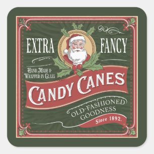 Adesivo Quadrado Canas doces de rico de Natal festivo