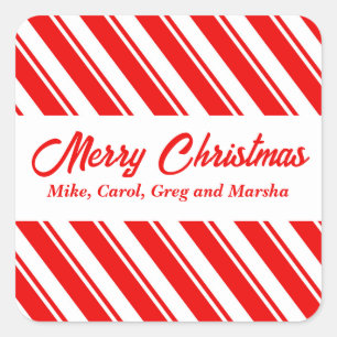 Adesivo Quadrado Canas Vermelhas E Doces Brancos, Banhadas, Natal P