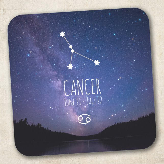 Adesivo Quadrado Cancer | Constelação Zodiac Personalizada (Criador carregado)