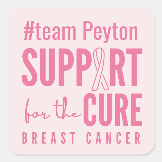 Adesivo Quadrado cancer de peito personalizado #etiqueta de nome de (Frente)