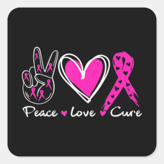Adesivo Quadrado Cancer Mama Consciência Figurino Paz Rosa L