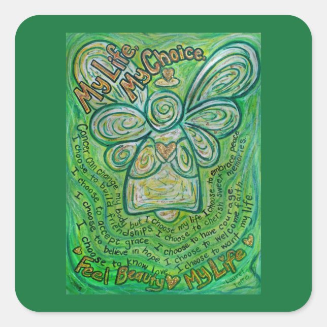 Adesivo Quadrado Cancer Poem Green Art Sticker (Frente)
