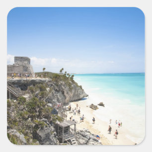 Adesivo Quadrado Cancun, Quintana Roo, México - Ruínas em uma colin