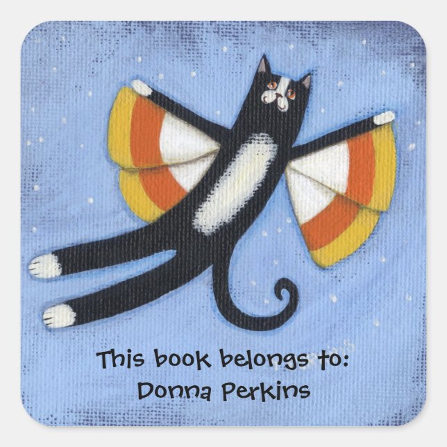 Adesivo Quadrado Candi Corn Cat Angel (Frente)