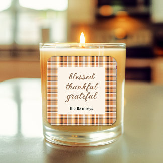 Adesivo Quadrado Candle Sticker 3-in || blessed thankful grateful