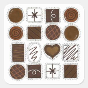 Adesivo Quadrado Candy Box Chocolates Chocoholy Namorados Candies