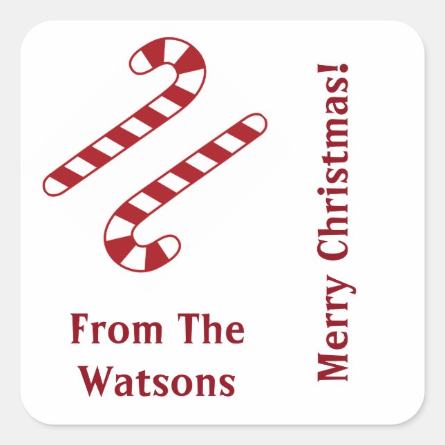 Adesivo Quadrado Candy Canas Vinhetas de Natal (Frente)