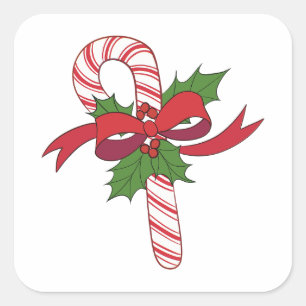 Adesivo Quadrado Candy Cane de Natal