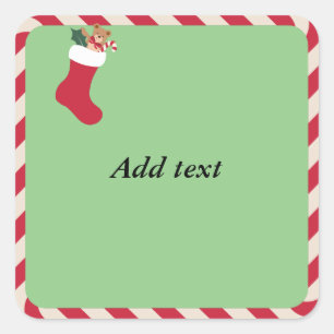Adesivo Quadrado Candy Cane Frame com modelo de Natal