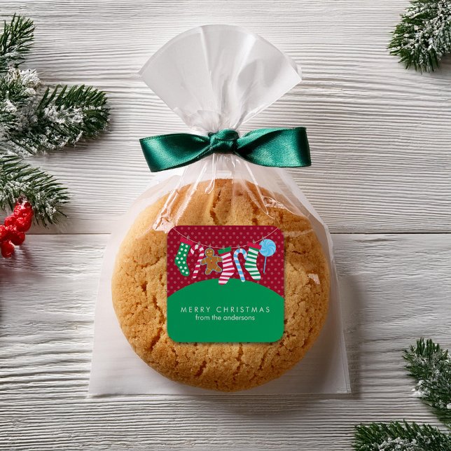 Adesivo Quadrado Candy Canes e Stockings Natal (Criador carregado)